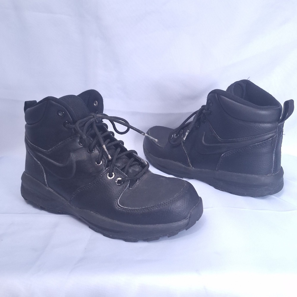 Nike Manoa LTR GS Triple Black Leather Boots Youth 7Y‎ Women's 8.5 Streetwear